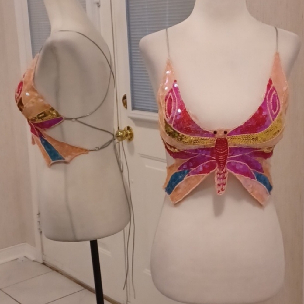 Sequin Butterfly Halter Top - O/S (Adult)